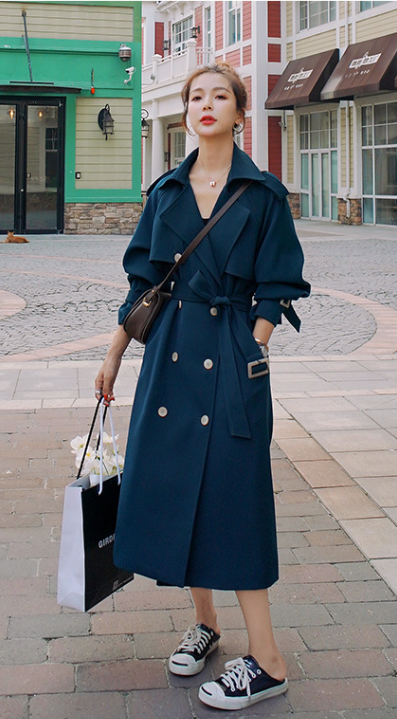 Women's Mid-length Color Stitching Woolen Coat