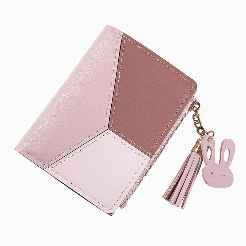 Trendy Short Women's Zipper Wallet with Tassels