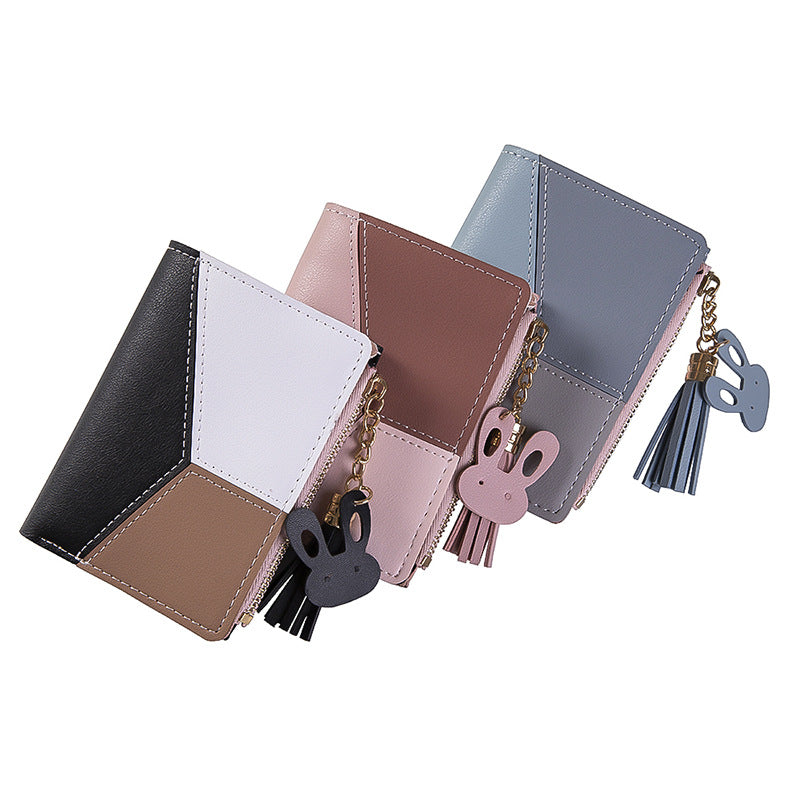 Trendy Short Women's Zipper Wallet with Tassels