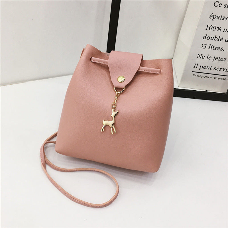 Vintage PU Bucket Bag - Trendy Shoulder Crossbody Bag