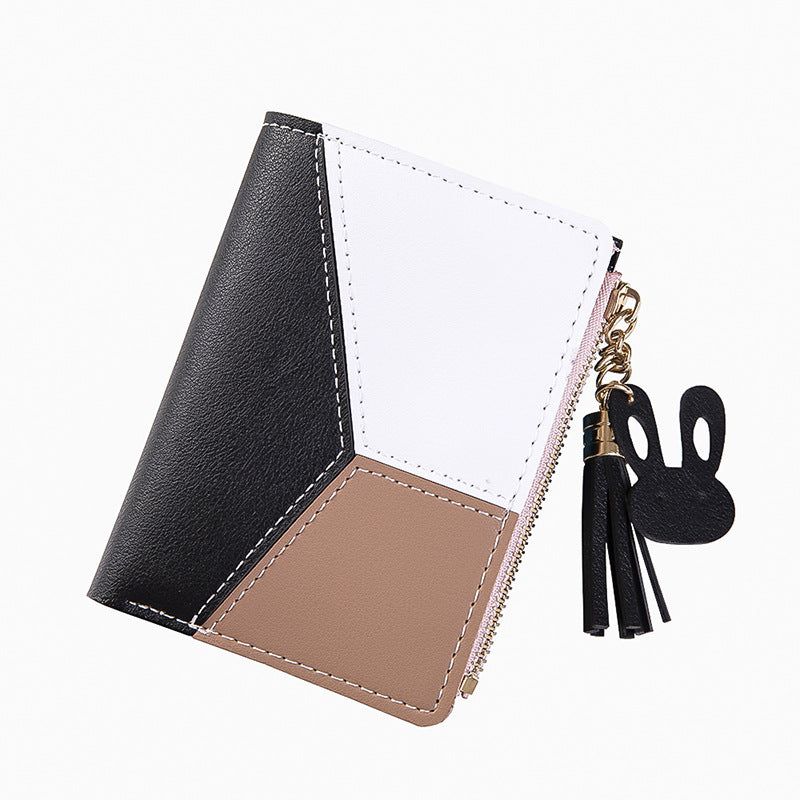 Trendy Short Women's Zipper Wallet with Tassels