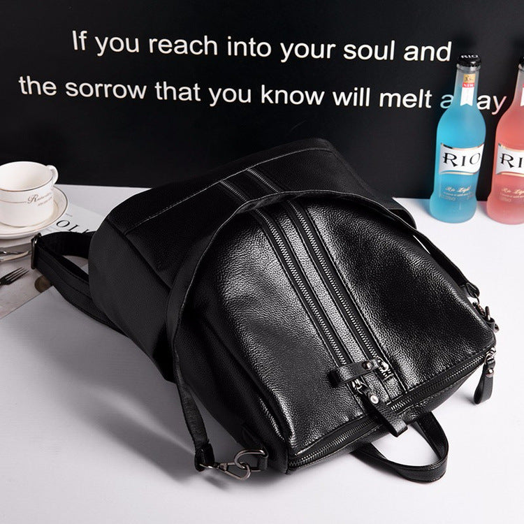 Soft Leather Versatile Backpack for Moms