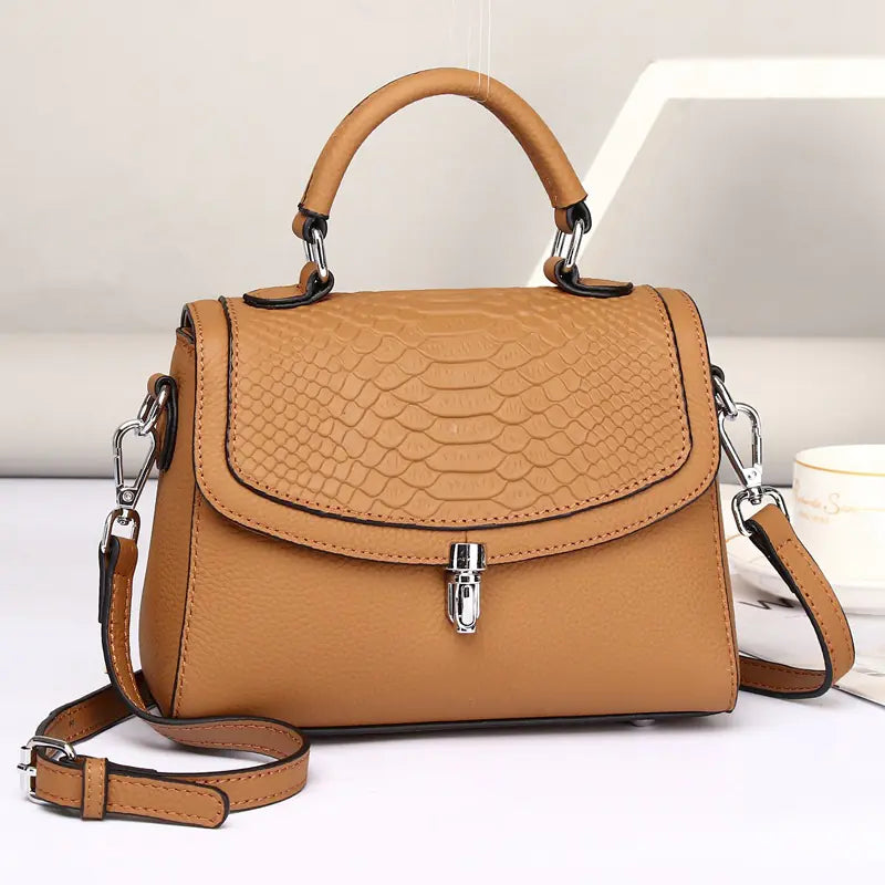 Real Leather Crossbody Shoulder Bag - Top Layer