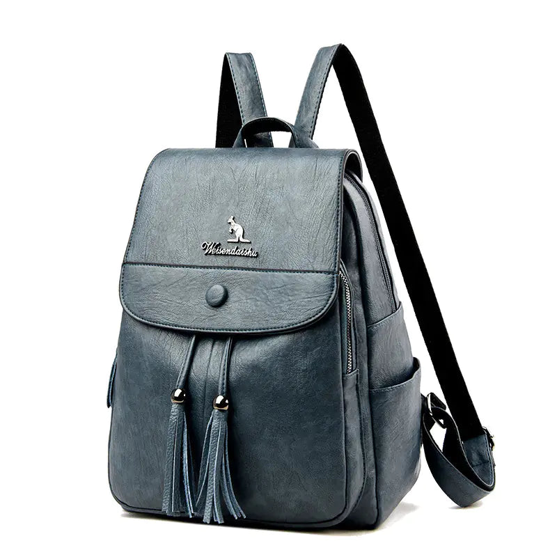 Diamond Two-Way Soft Leather Travel Backpack