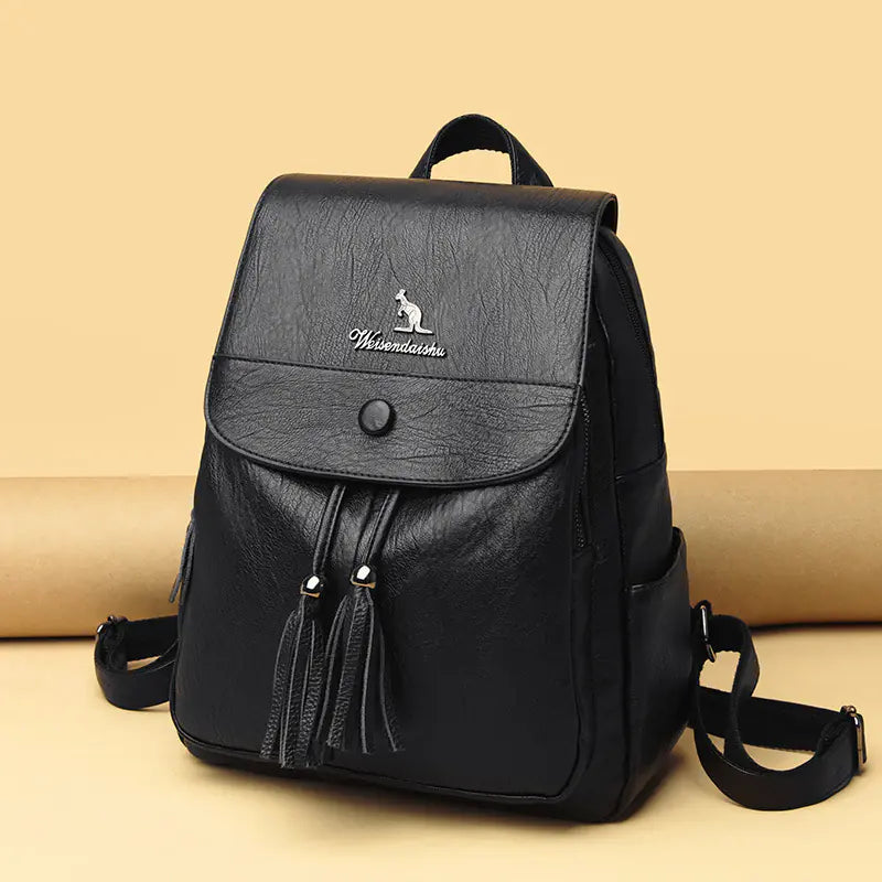 Diamond Two-Way Soft Leather Travel Backpack