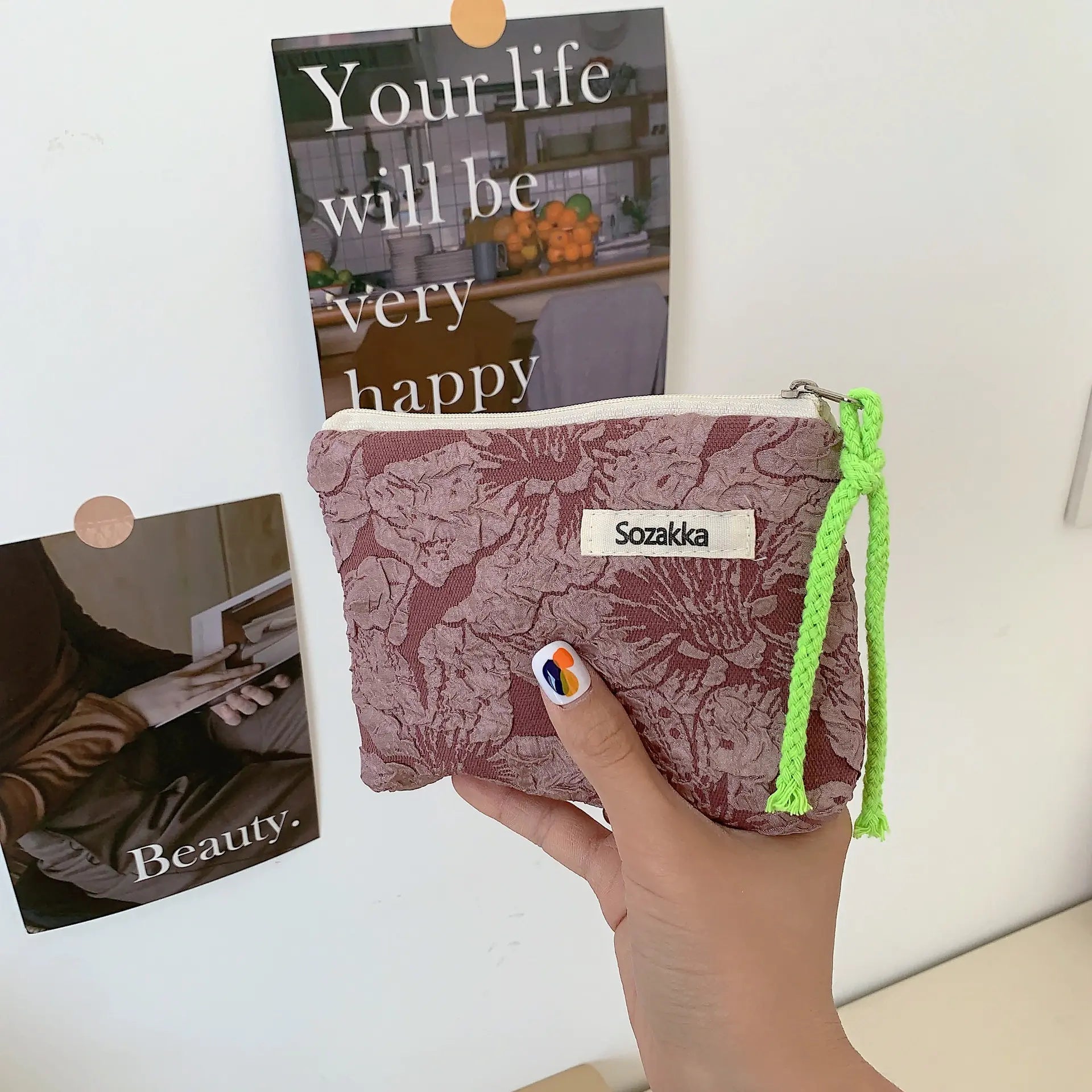 Rope Mouth Red Envelope Cosmetic & Coin Purse Bag