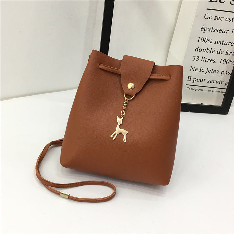 Vintage PU Bucket Bag - Trendy Shoulder Crossbody Bag