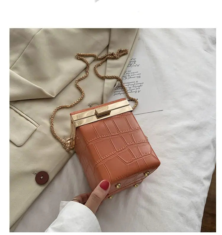 Small Retro Stone Pattern Square Bag for Women