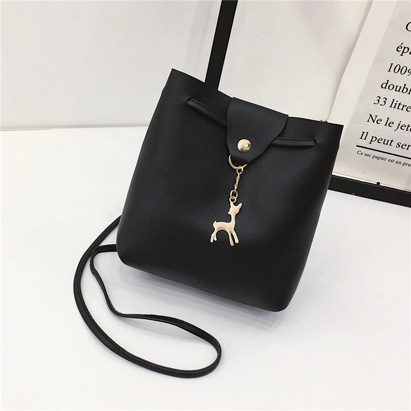 Vintage PU Bucket Bag - Trendy Shoulder Crossbody Bag